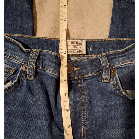 FREE PEOPLE Great Heights Skinny Jeans Womens 29 Blue Distressed Frayed Denim - Picture 6 of 13